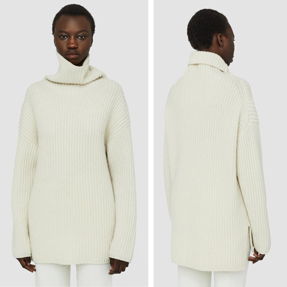 Joseph Wool Cream High Neck Long Sleeve Sweater nbnn